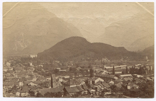 Vintage Italy Village Bird's-Eye View Photo, 4x6 Unmounted Albumen Print,