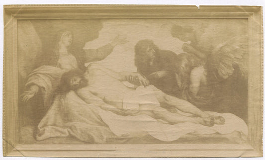 Vintage unmounted albumen photograph 4 x 7.5 in Christ in Death -- devotional