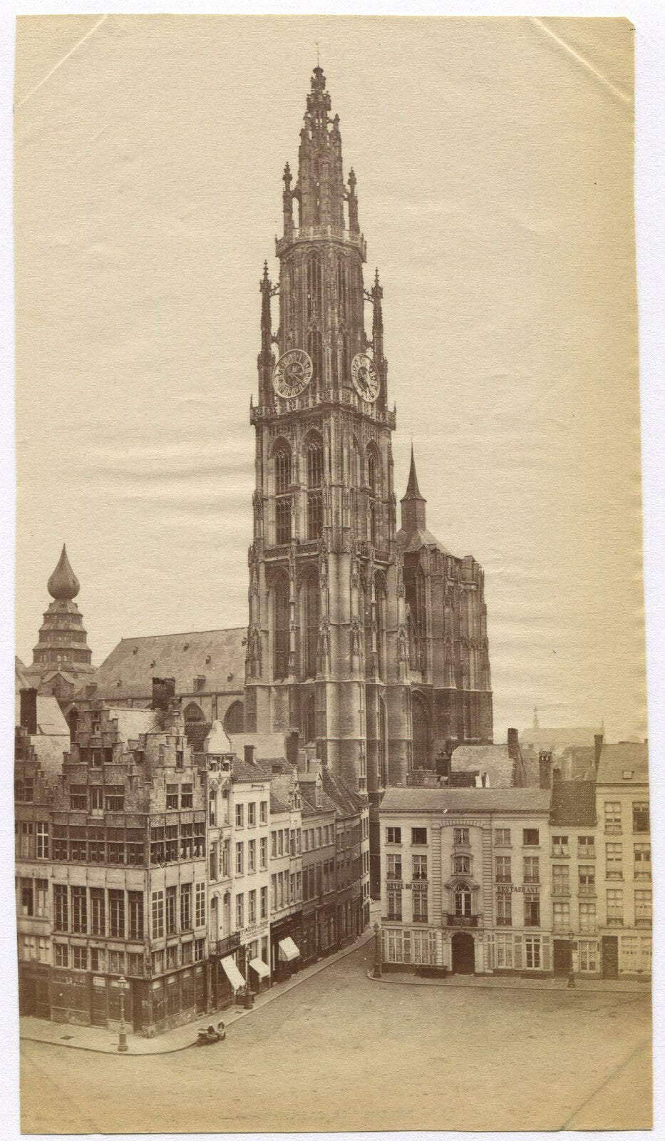 Vintage 4x6 Unmounted Albumen Photo - Stunning Church Tower with Clock Face,