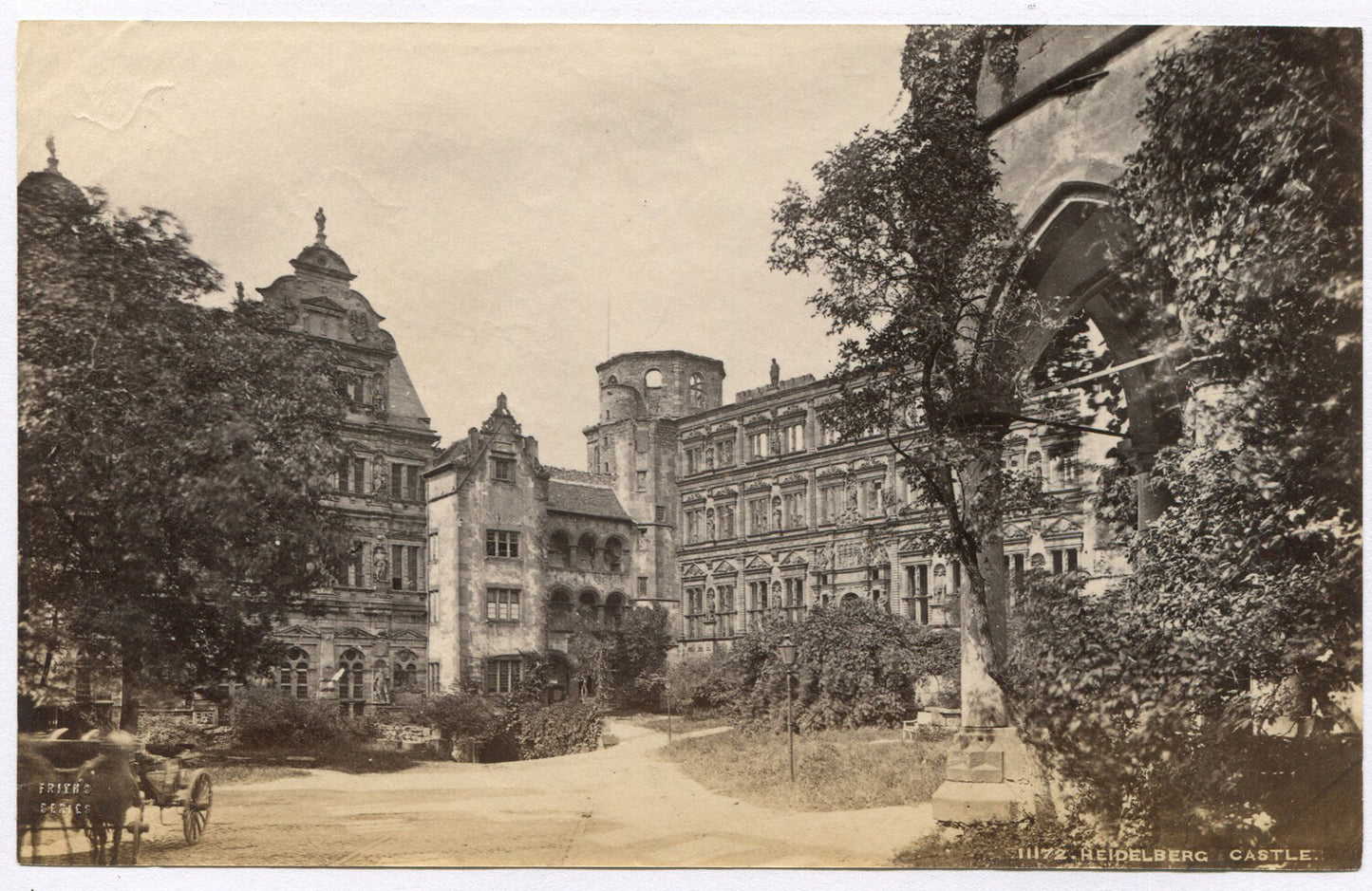 Vintage Heidelberg Castle photo, original albumen print, 4x6 unmounted wall art,