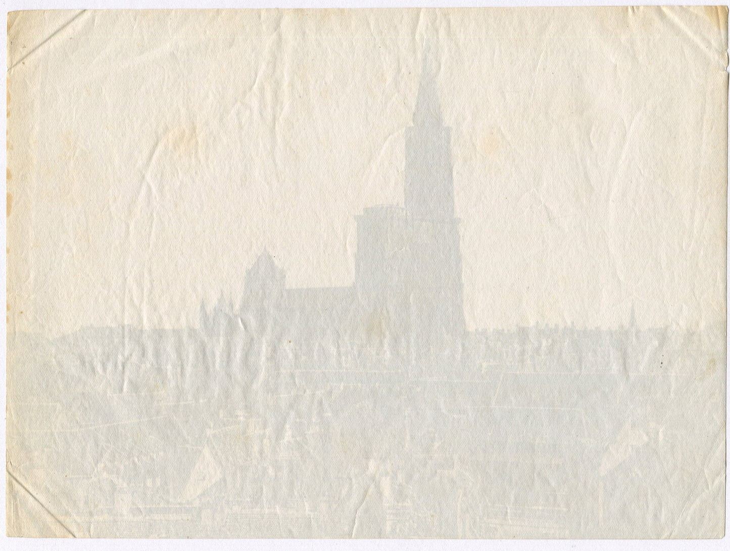 FRENCH CATHEDRAL RISES ABOVE THE ROOFTOPS. UNMOUNTED ALBUMEN.