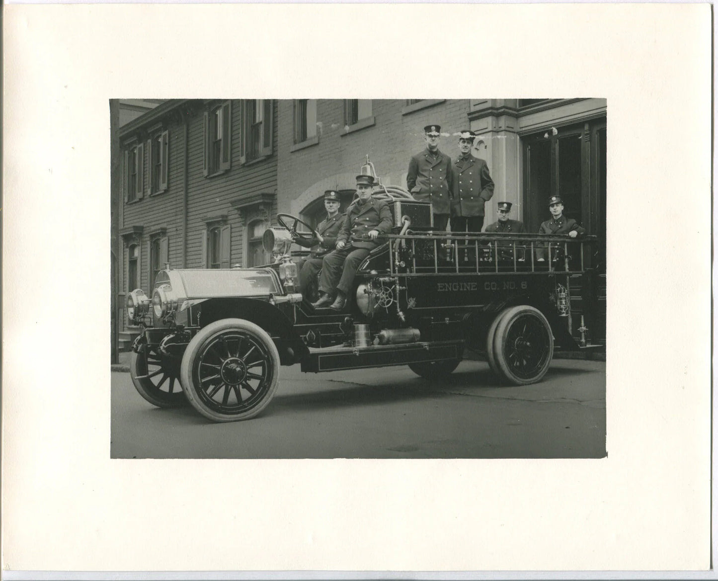 Vintage Firefighter with Fire Truck 8x10 Print Black and White Reproduction on Fiber Paper for Home Decor