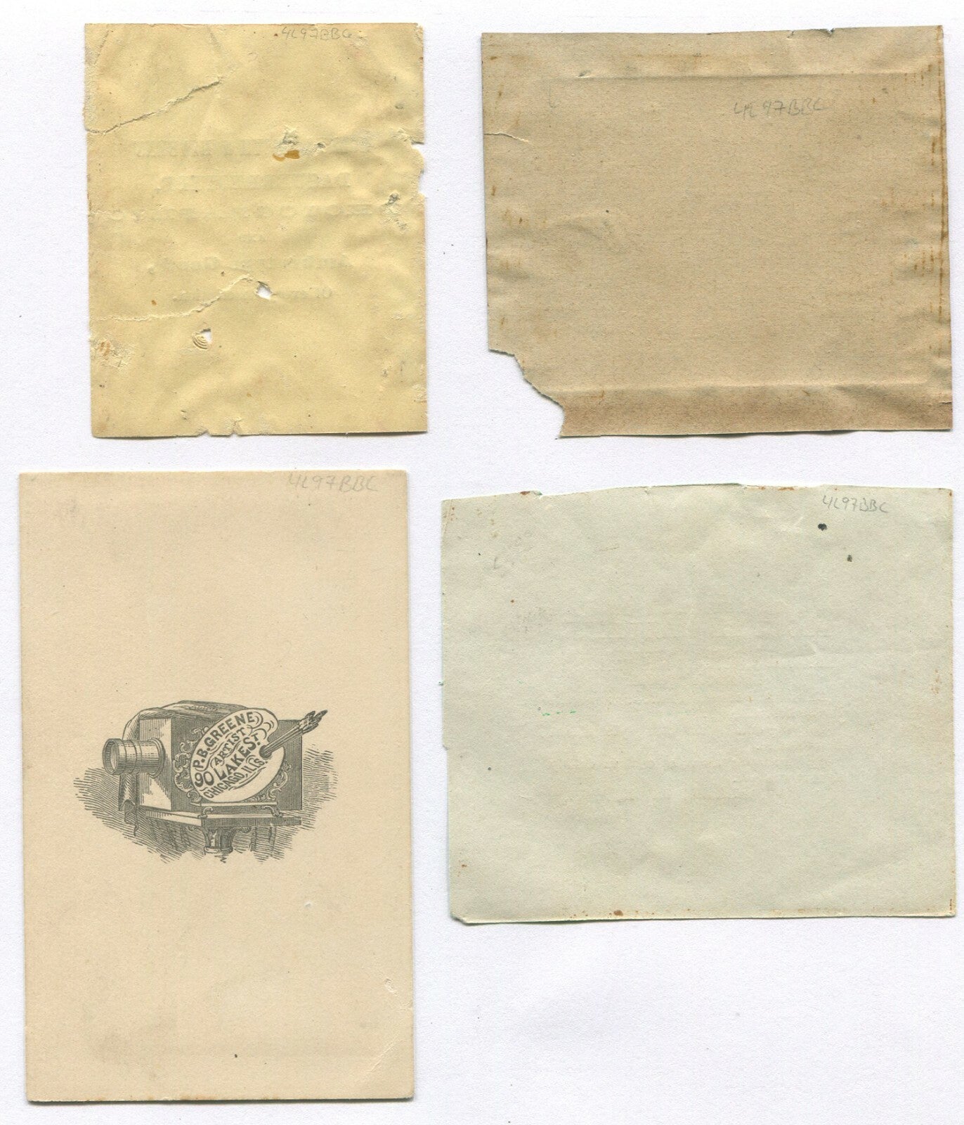 Vintage CDV Photographs 4-Set - Photographer Advertisements, Maker Mark Papers,