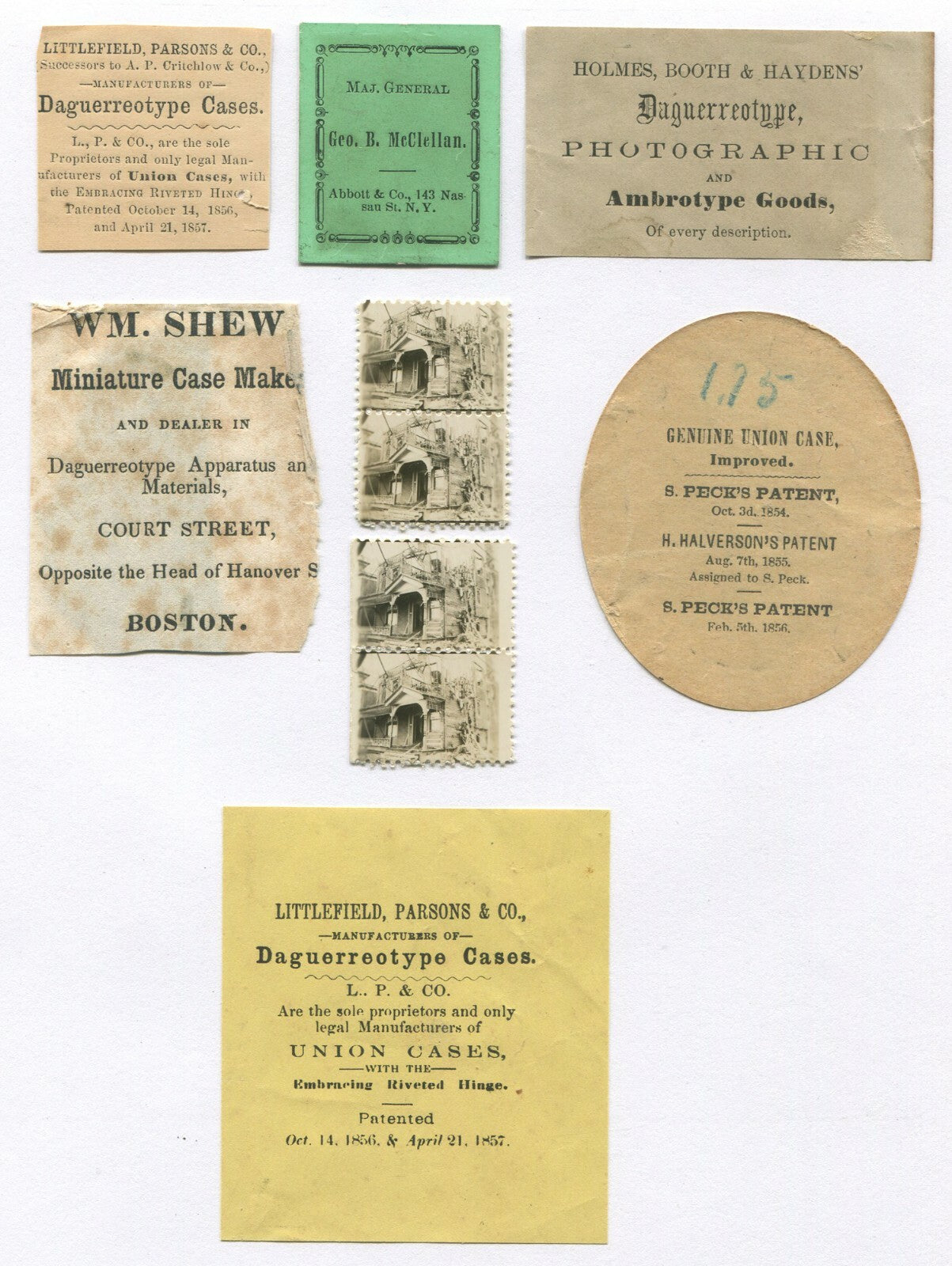 Vintage Photographer Advertisements & Stamps 1840s-1880s - 7-Set Maker Mark