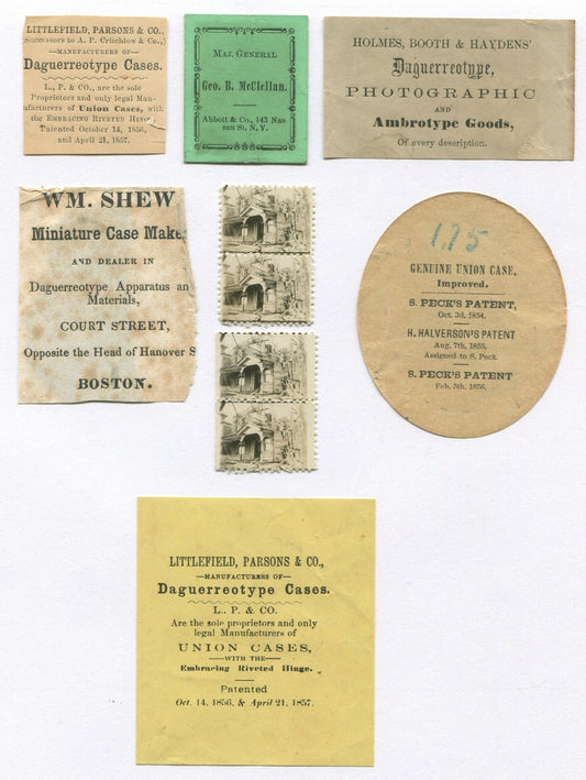 Vintage Photographer Advertisements & Stamps 1840s-1880s - 7-Set Maker Mark