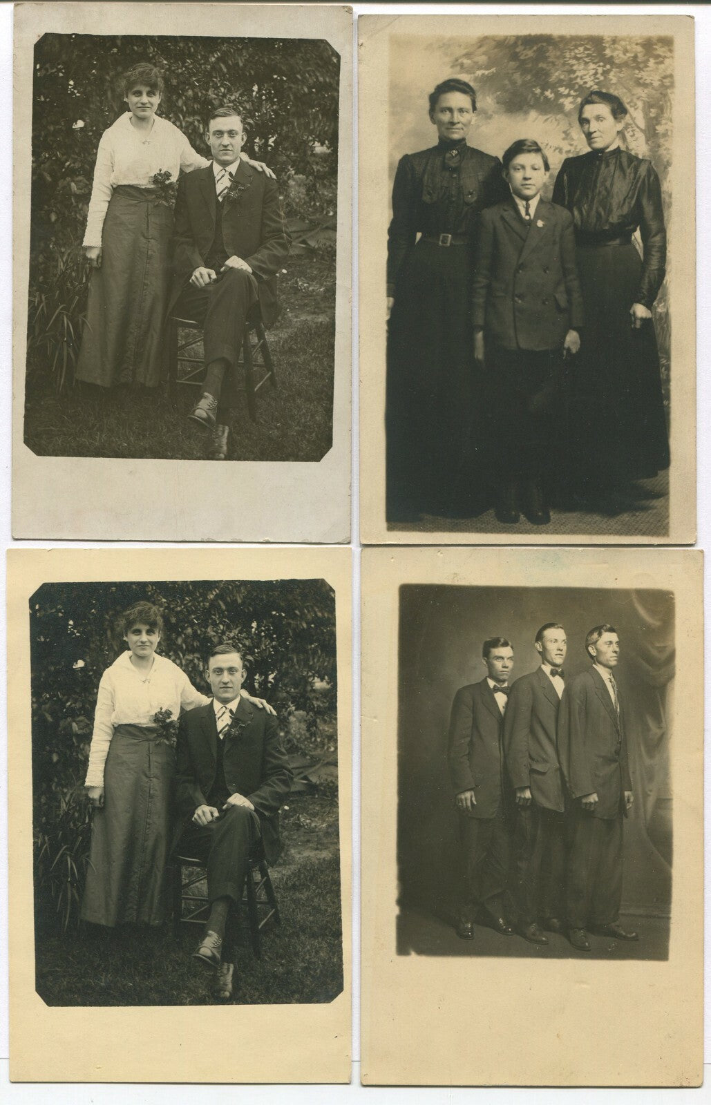 Vintage 1900s 4-Set Family Photo Postcards Real Photo Postcards Collectible