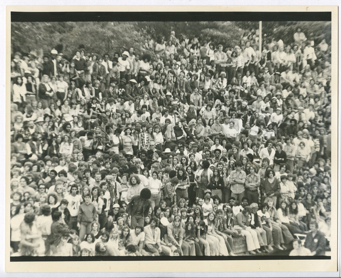FREE CONCERT SERIES, POINT STATE PARK, PGH, PA. 1970s. CROWDS IN THE PARK. B&W