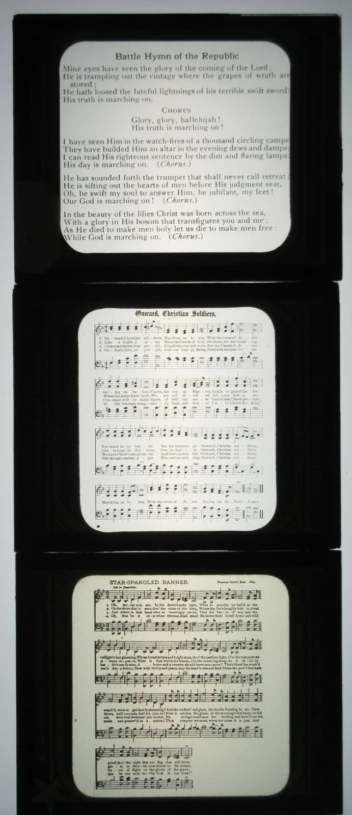 Vintage 19th Century 8-Lantern Slide Set for Magic Lantern - Star Spangled Banner, Onward Christian Soldiers