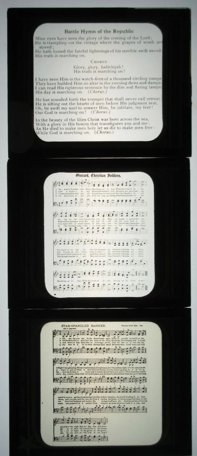 Vintage 19th Century 8-Lantern Slide Set for Magic Lantern - Star Spangled Banner, Onward Christian Soldiers