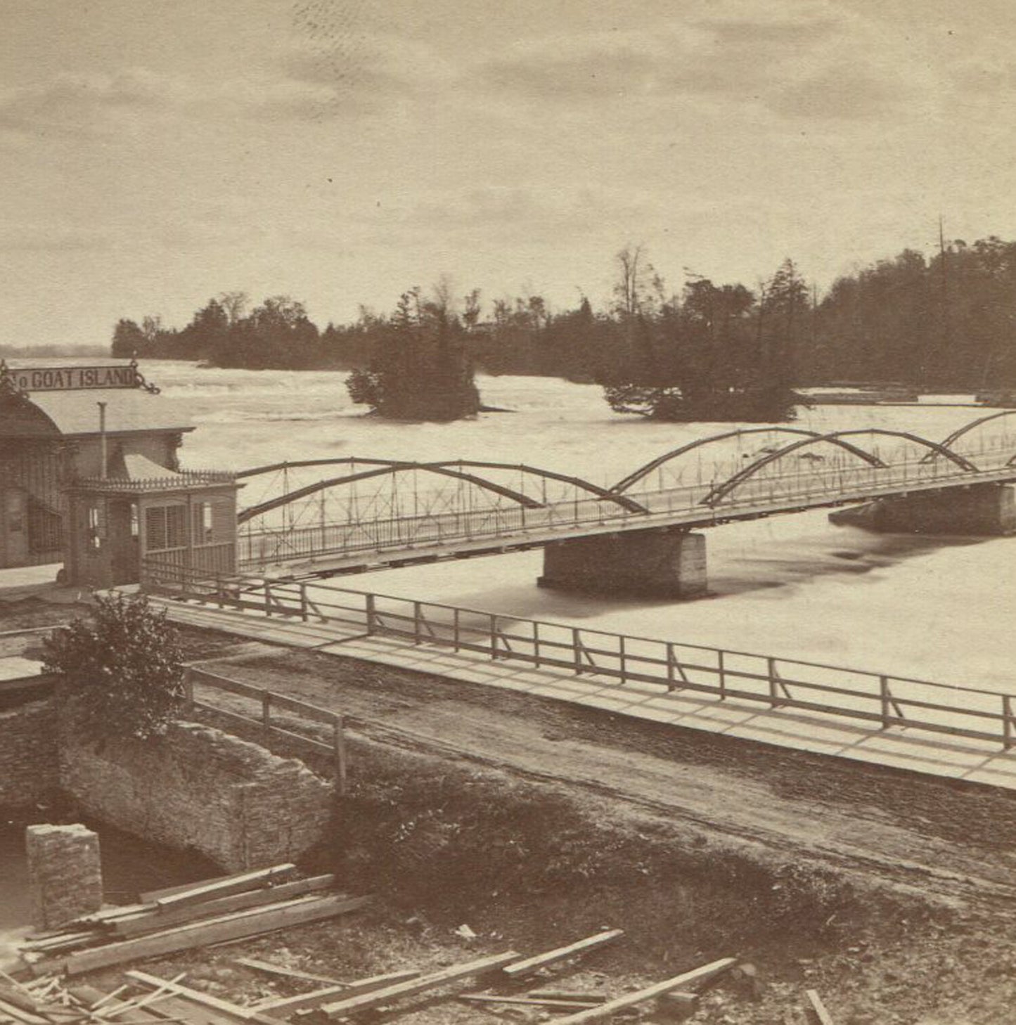 GOAT ISLAND BRIDGE. STEREOVIEW.