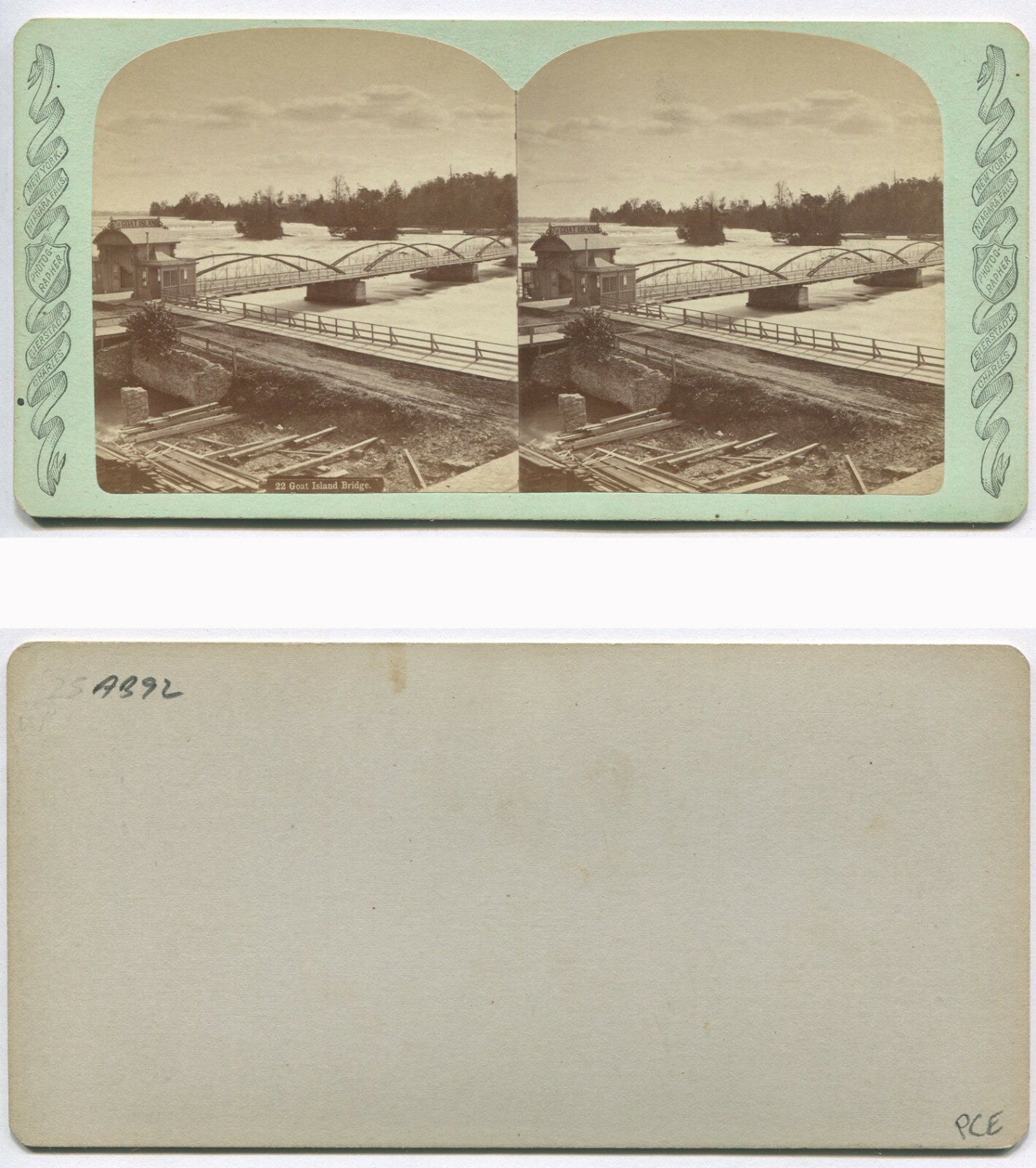 GOAT ISLAND BRIDGE. STEREOVIEW.