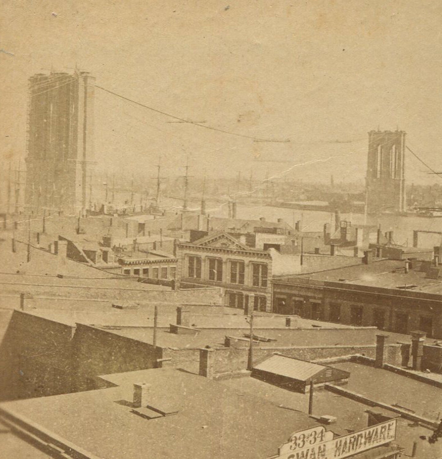 EAST RIVER BRIDGE, N.Y.C. STEREOVIEW.