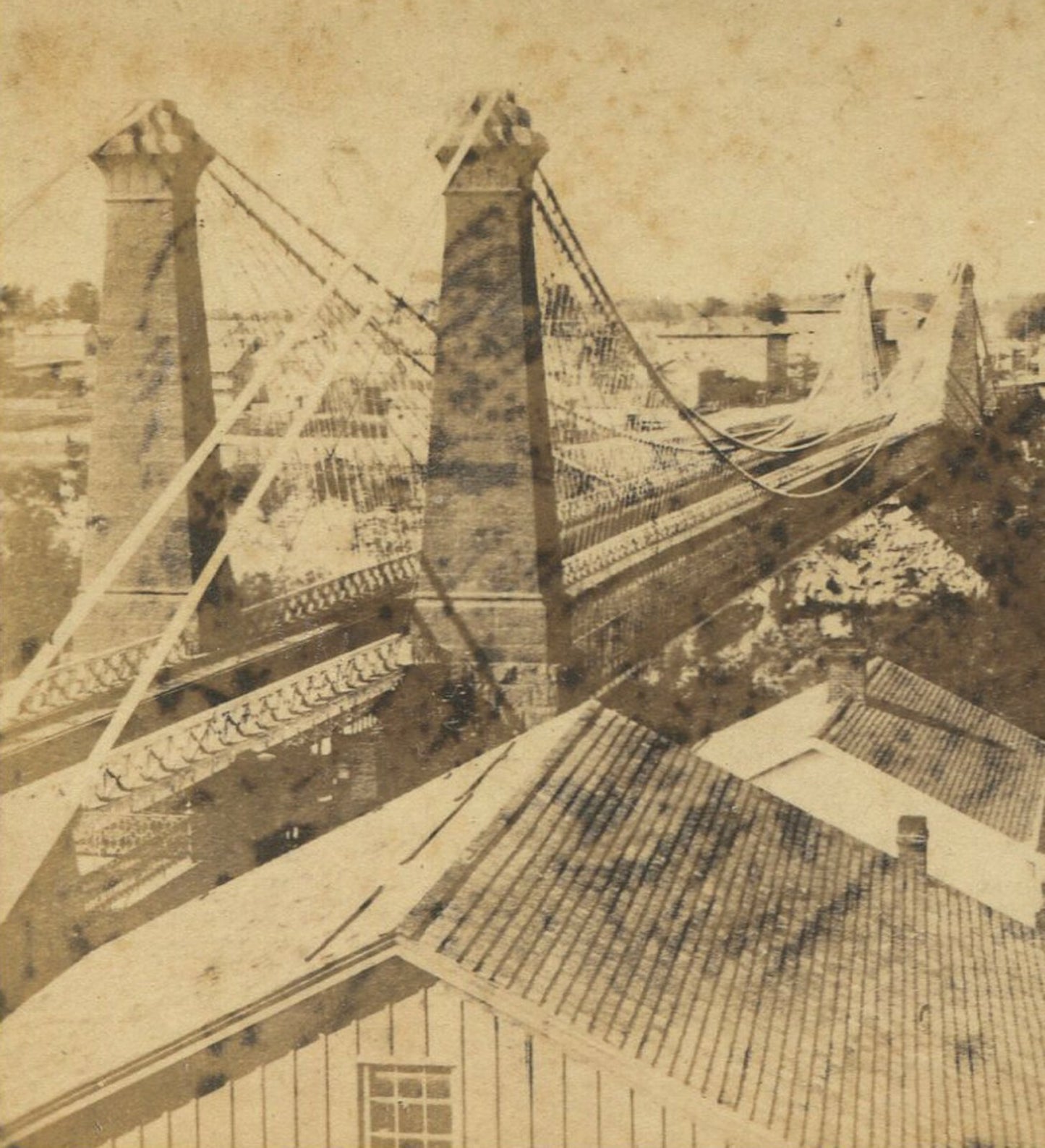 RAILWAY SUSPENSION BRIDGE. STEREOVIEW, NIAGARA FALLS, N.Y.