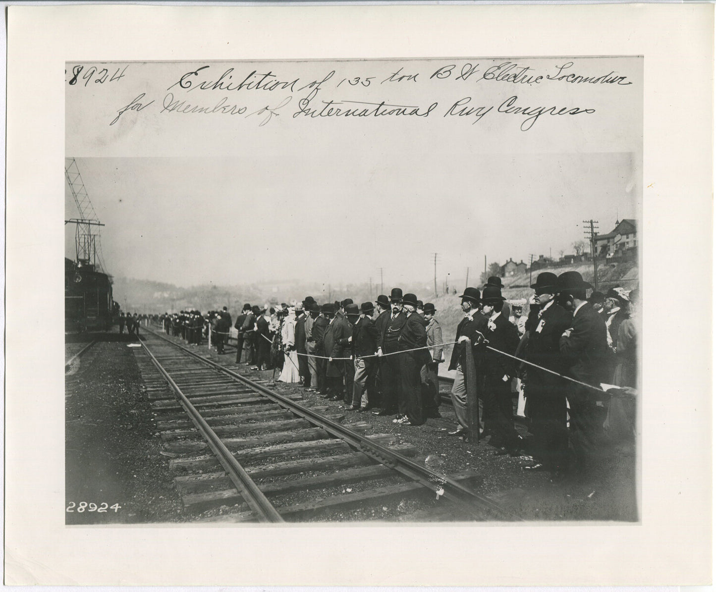 GATHERING TO SEE 135 TON WESTINGHOUSE LOCOMOTIVE.B & W SILVER PRINT 8X10.