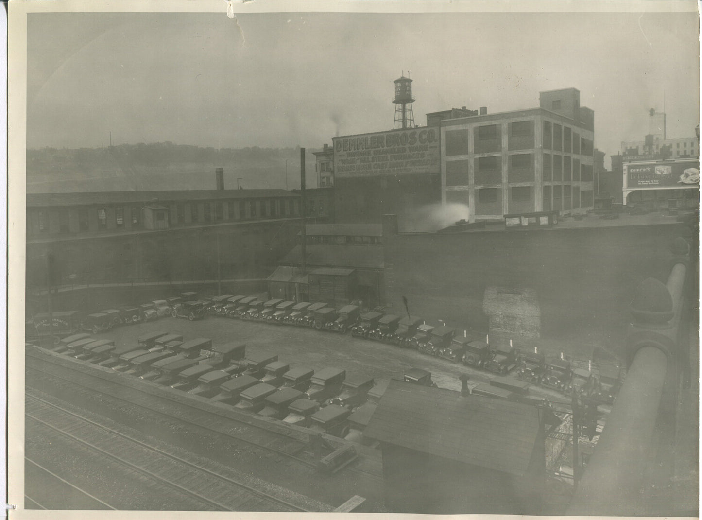 Vintage 8x10 Black & White Silver Gelatin Photo of Early Automobiles in a