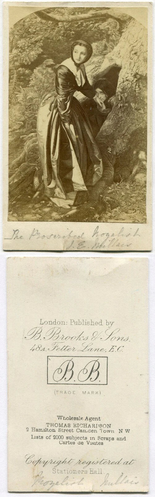 COUPLE HAVING CLANDESTINE MEETING AT CAVE OPENING. ARTWORK, CDV.