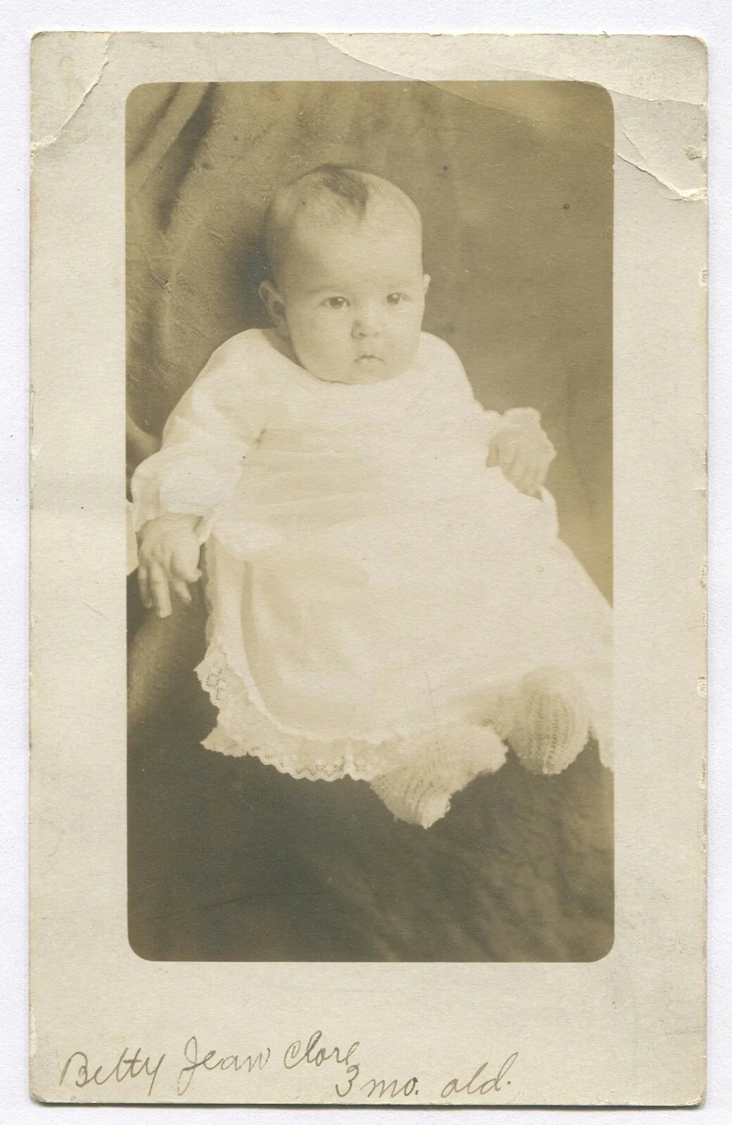 BABY, THINKING ABOUT ASKING FOR A PONY. PHOTO POSTCARD.