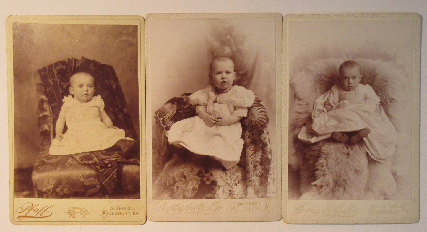 BABIES. 9 SET CABINET CARDS. ALLEGHENY, PITTSBURGH, PA.