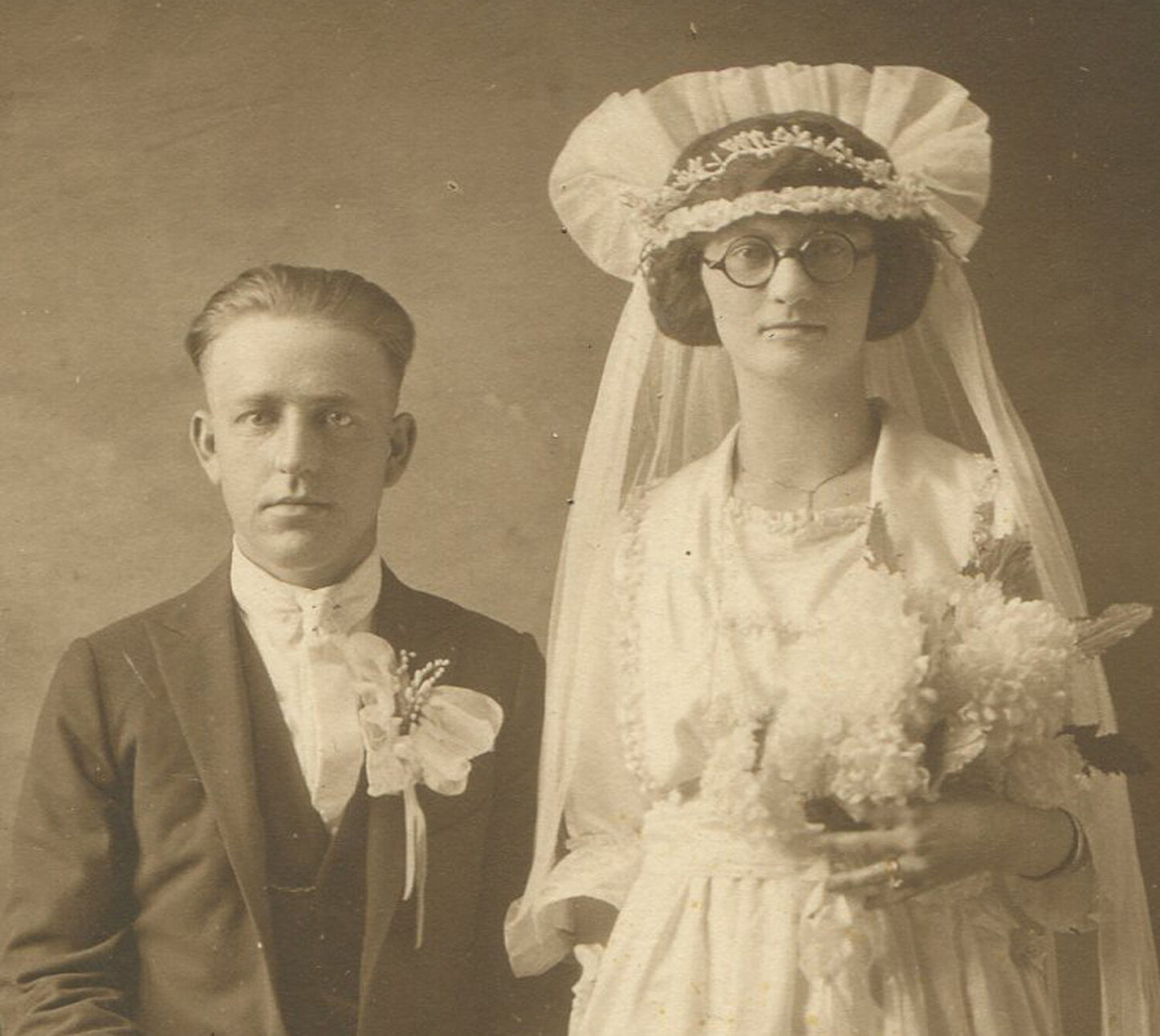 Vintage 4x6 Wedding Photo: George & Lola on Their Wedding Day, Original Photo,