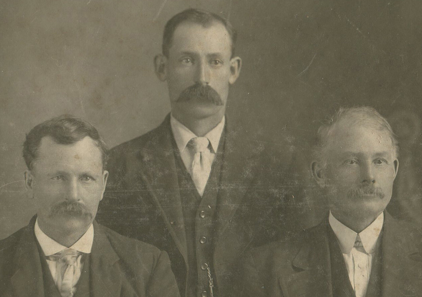 MENS MUSTACHE CLUB MEMBERS POSE TOGETHER. 4X5.5 B&W