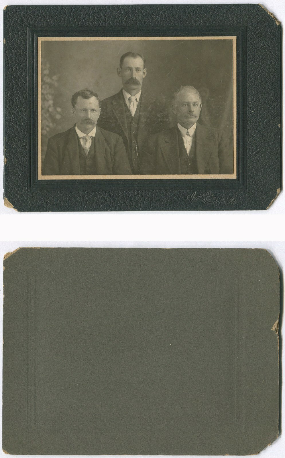 MENS MUSTACHE CLUB MEMBERS POSE TOGETHER. 4X5.5 B&W