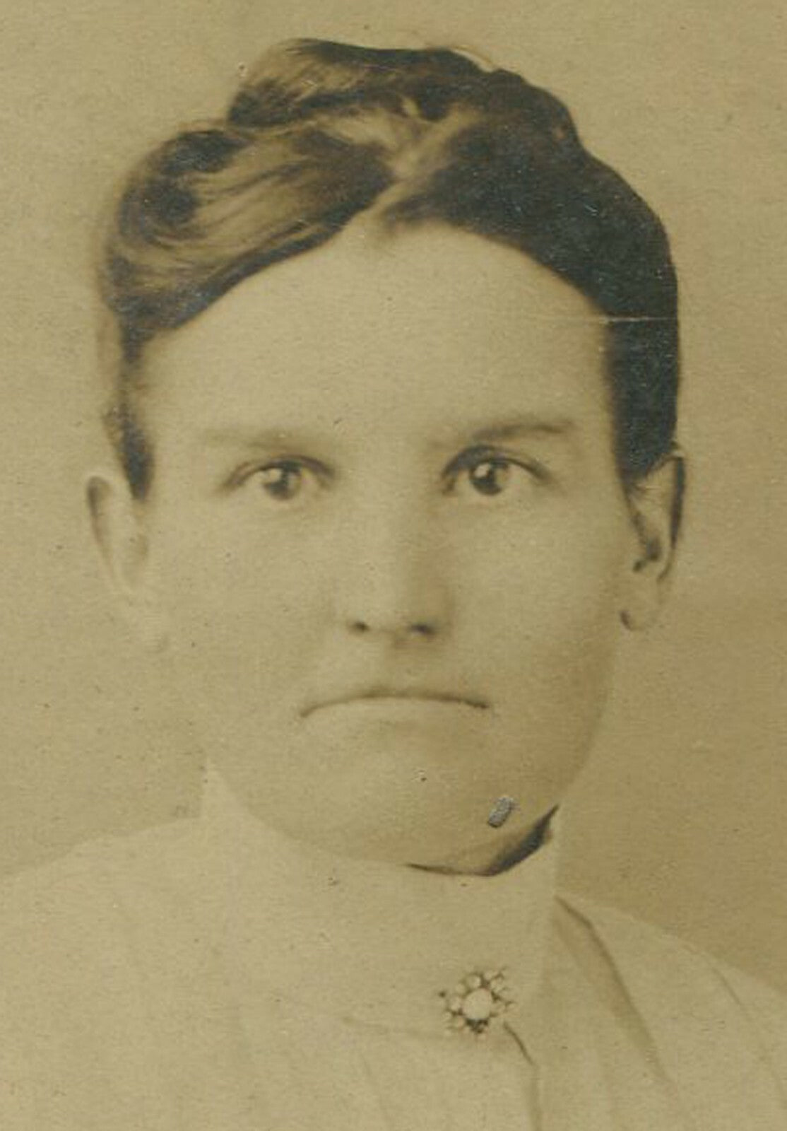 Vintage cabinet card portrait: Woman with a Bit of a Frown, original, sealed;