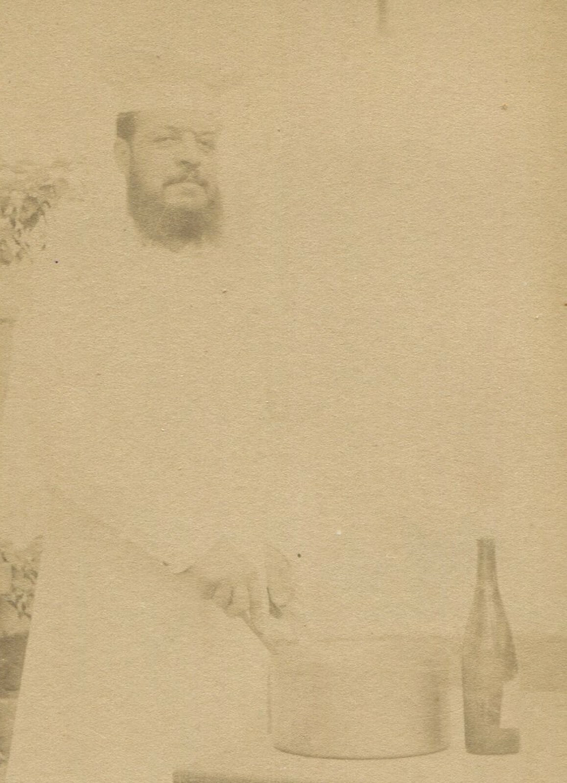 Vintage cabinet card photograph: Chef at table with knife & wine, occupational