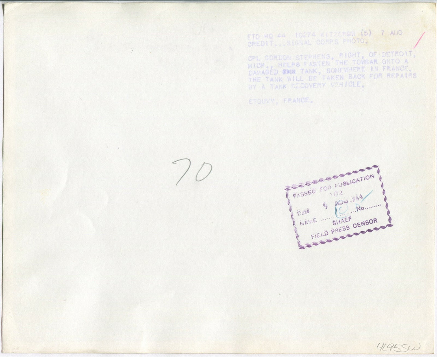 WWII U.S. MILITARY IN EUROPE. 2-8X10, 1-4.5X3.25 B&W PRINTS, VINTAGE.