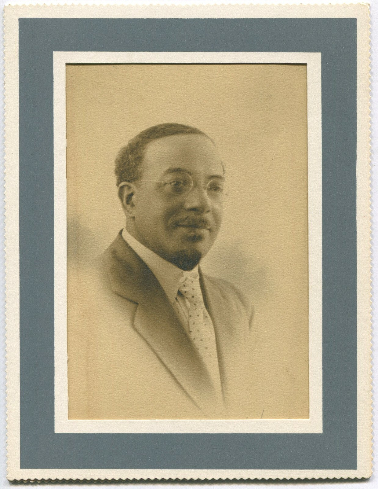 Vintage 5x7 Black Man Photo Print with Soul Patch Goatee Glasses, Toned
