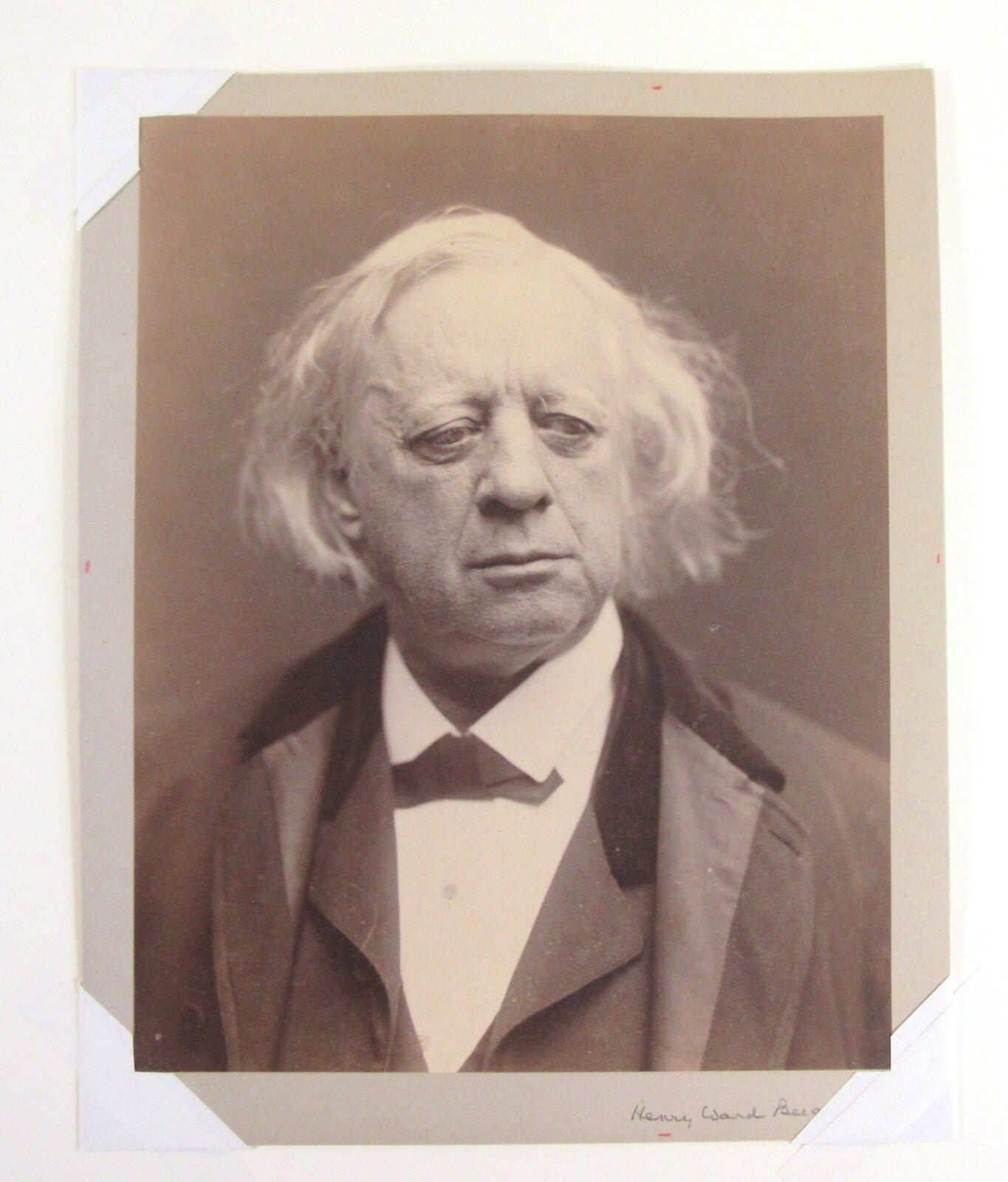 HENRY WARD BEECHER. VINTAGE ORIGINAL 9.25X7.25 ALBUMEN IN 14X18 ARCHIVAL MAT.