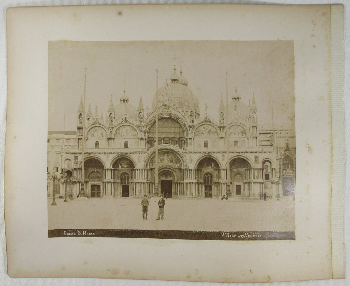 Vintage 8x10 Albumen Photo of Porta Chiesa S. Marco, Italian Church on 11x13.5