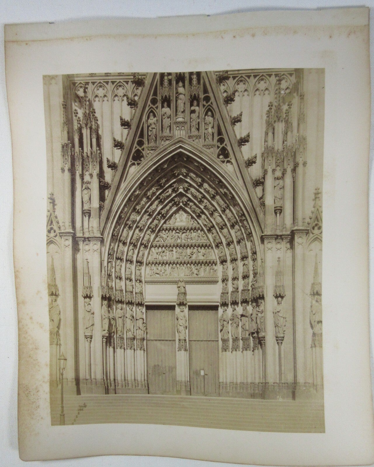 CATHEDRAL INTERIOR/ENTRANCE EXTERIOR. 8X10 ALBUMEN ON BOTH SIDES OF 11X13.5 PAGE