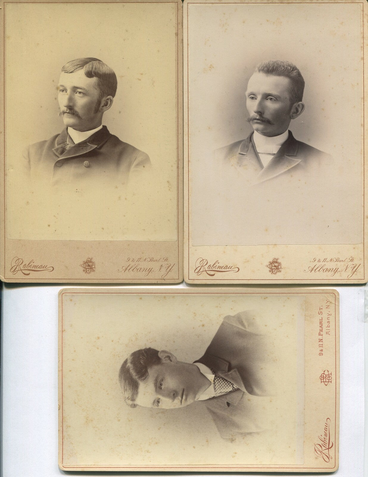 PORTRAITS OF BROTHERS. CABINET CARD 3 SET. ALBANY, N.Y.