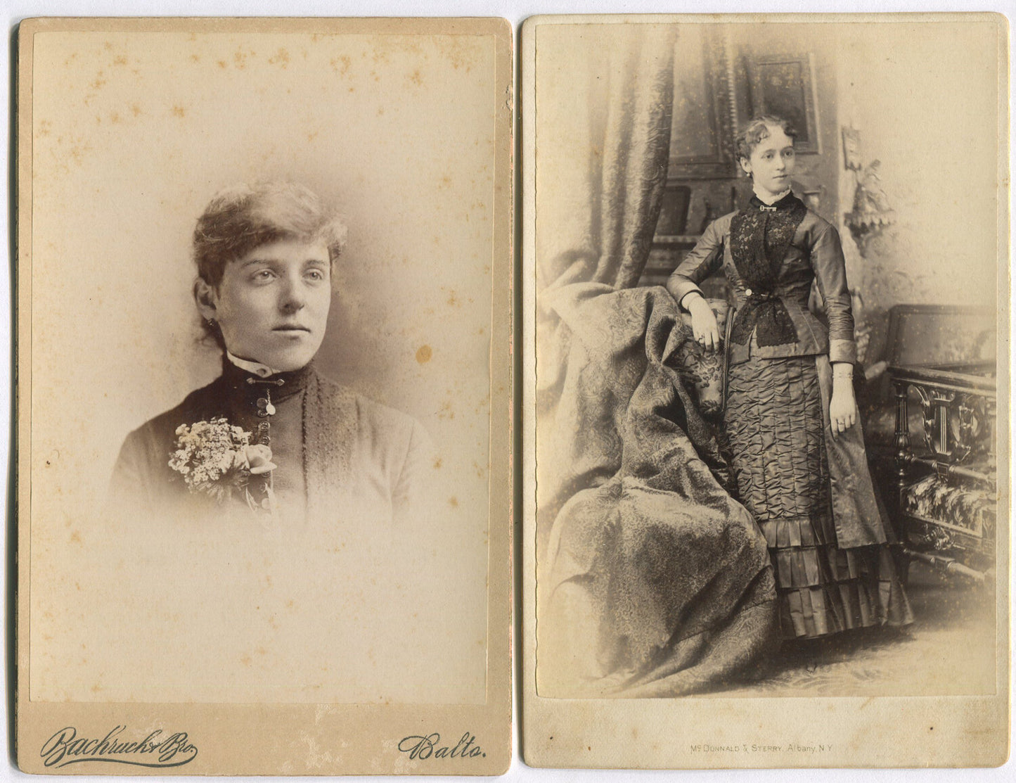 Vintage 4-Set Cabinet Card Set: Women Portraits, Early Photography, Wall Art &