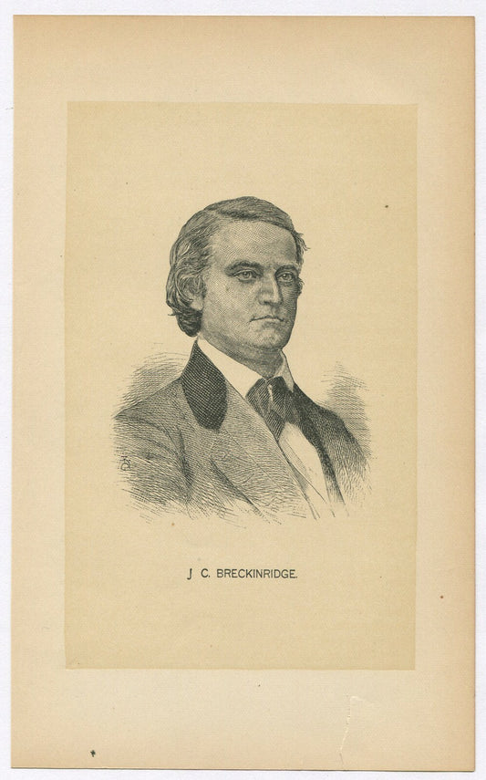 J.C. BRECKINRIDGE, CIVIL WAR ERA POLITICIAN. LITHOGRAPH 8.75X5.25 INCHES.