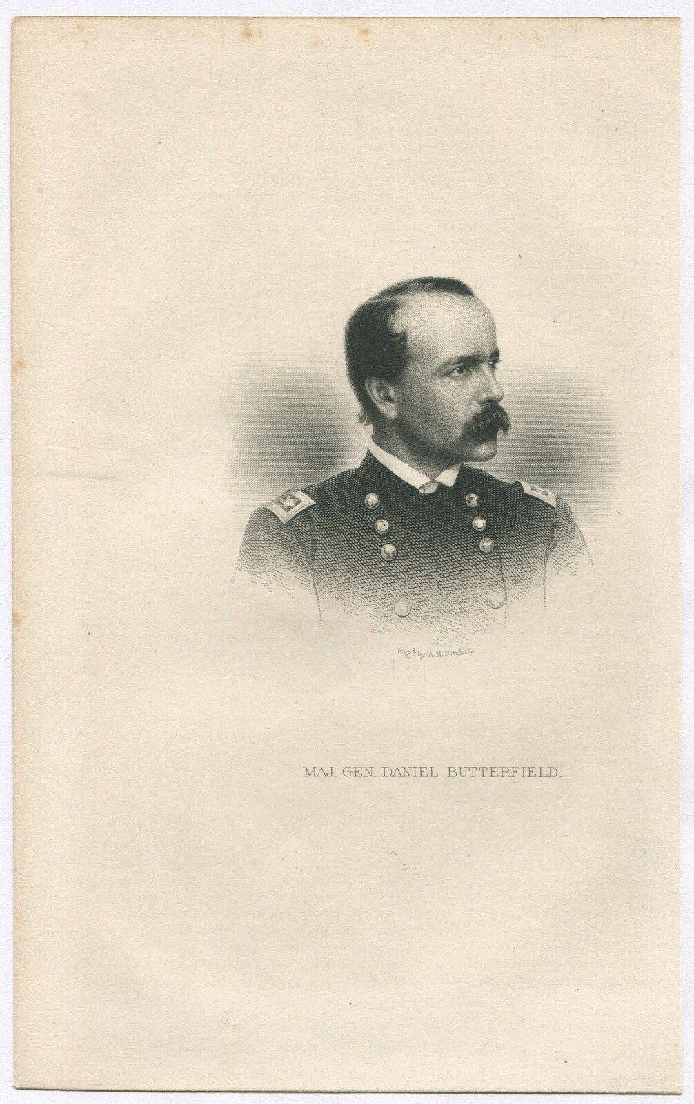 MAJ.GEN.DANIEL BUTTERFIELD,USA. LITHOGRAPH 9.5X6 INCHES.