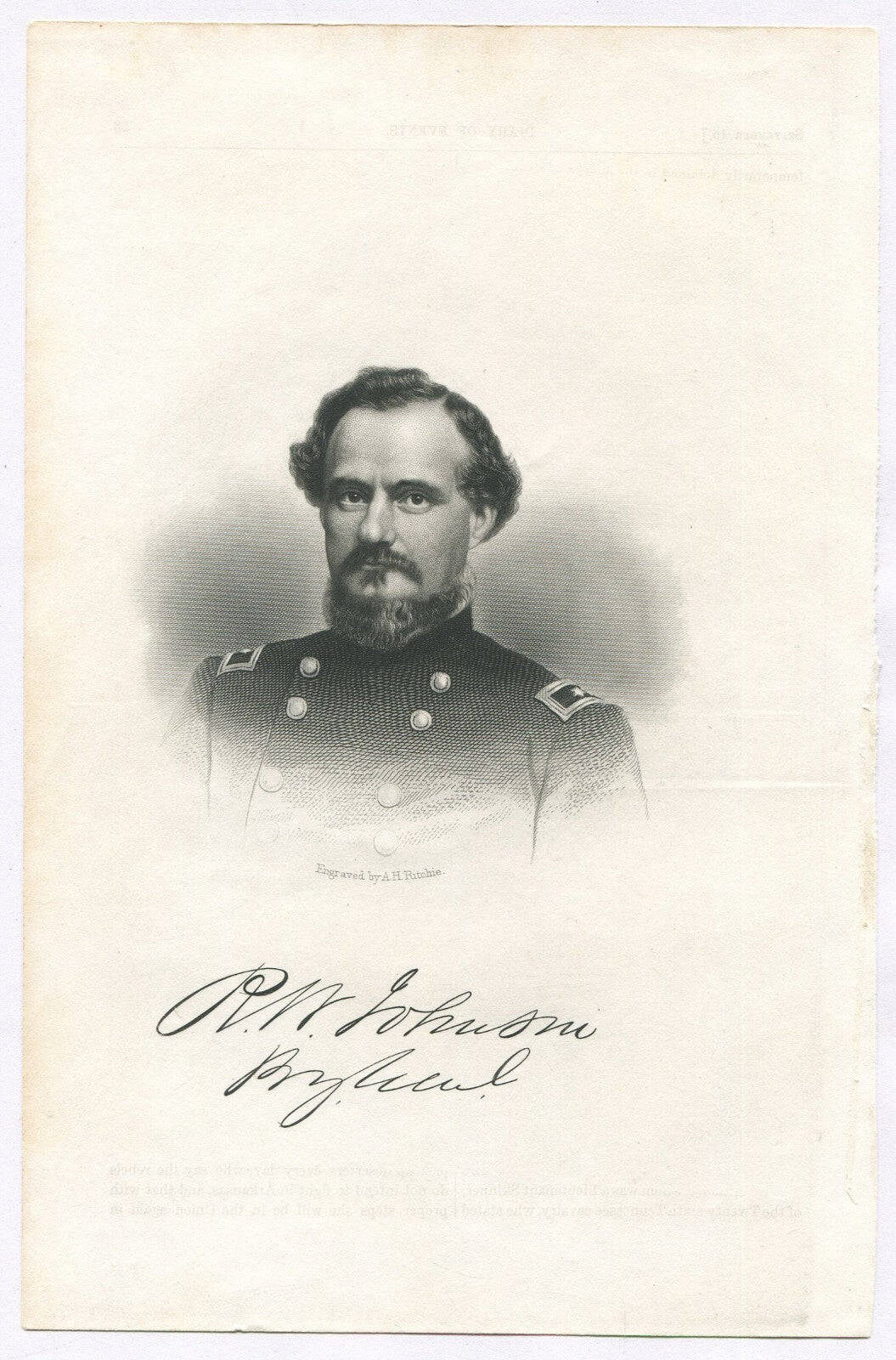 CIVIL WAR GENERAL,USA. LITHOGRAPH 9.5X6.25 INCHES.