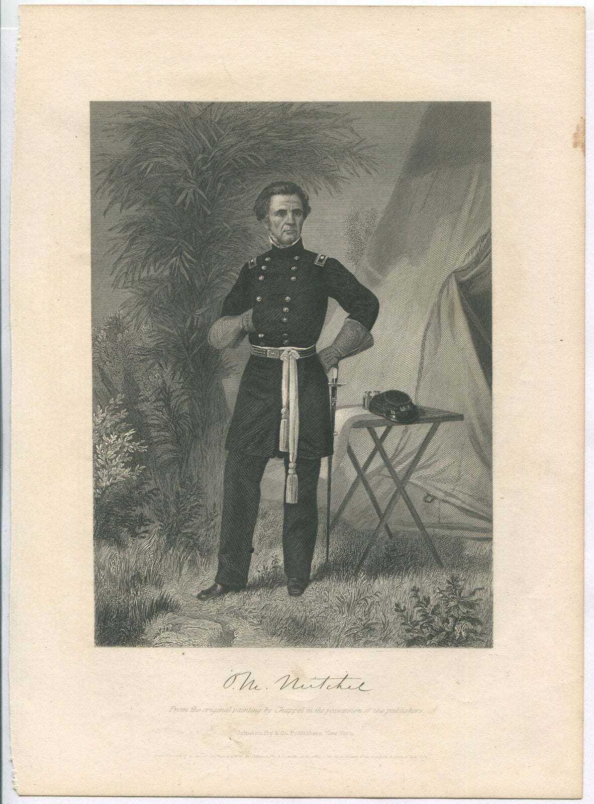 GEN. ORMSBY MITCHEL,USA. LITHOGRAPH 10.75X7.75 INCHES.