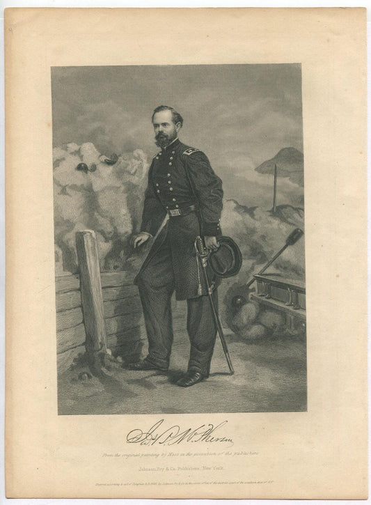 Vintage General James B. McPherson Lithograph, USA Portrait, 10.75x7.75 in, historical print