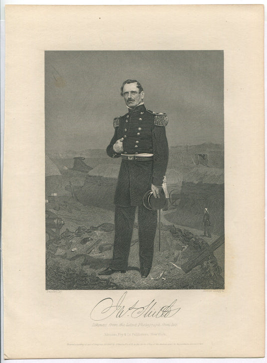 CIVIL WAR GENERAL. LITHOGRAPH 10.75X8 INCHES.