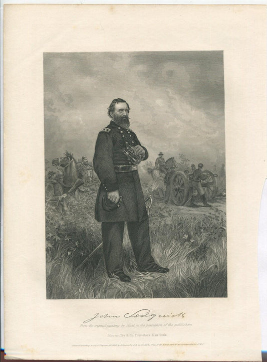 Vintage Civil War Lithograph, General John Sedgwick Portrait, 10.75x8