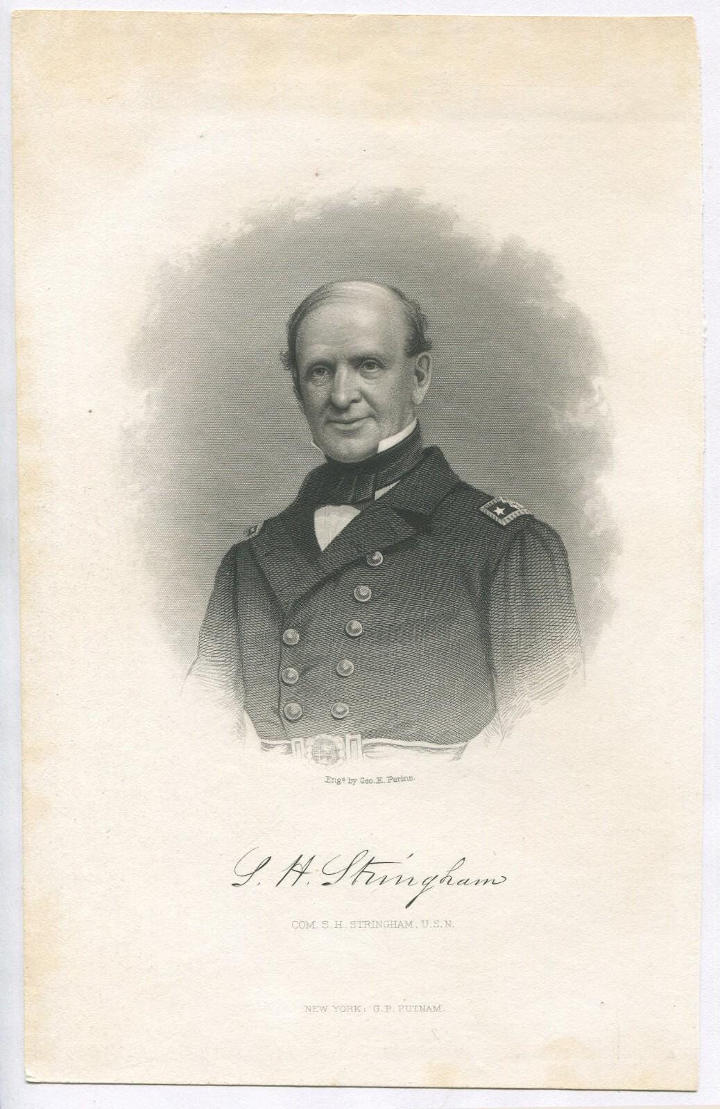 Vintage Com S.H. Stringham USN Lithograph 9.5x6 Inches - Original Naval Portrait Print