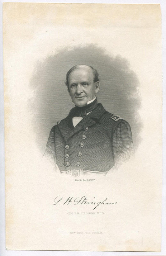 Vintage Com S.H. Stringham USN Lithograph 9.5x6 Inches - Original Naval Portrait Print
