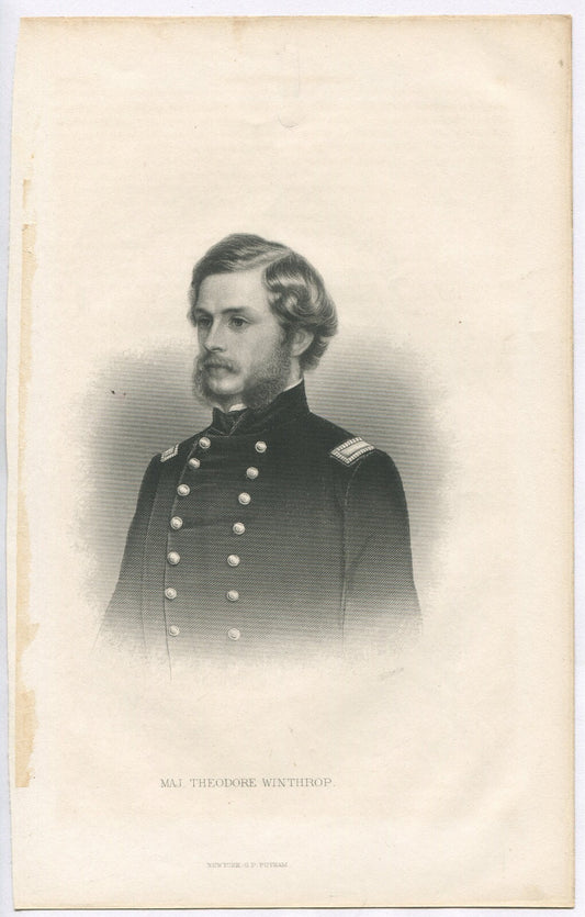 MAJ.THEODORE WINTHROP,USA. LITHOGRAPH 9.5X6 INCHES.
