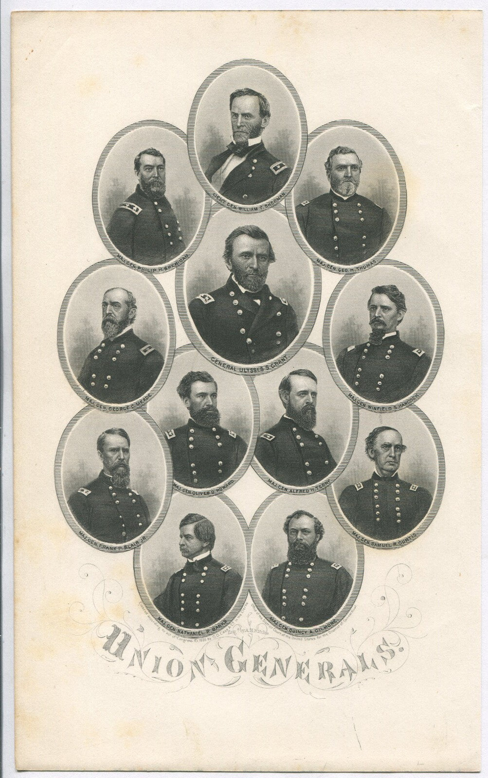UNION GENERALS. LITHOGRAPH 9.5X5.75 INCHES.
