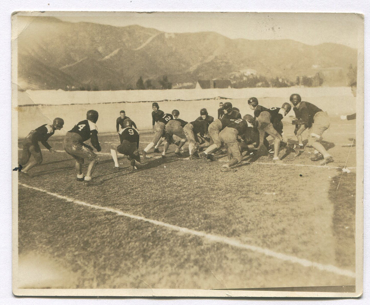 EARLY FOOTBALL GAME. 3.75X4.5 B&W. 1920-40s.
