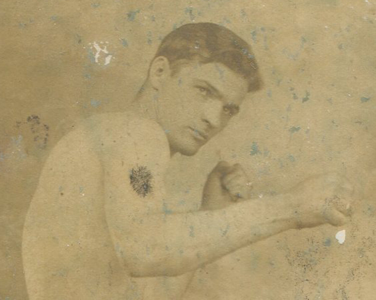 Vintage 4x6 Boxing Photo - Classic Pose, Black & White, Toned for Wall Art
