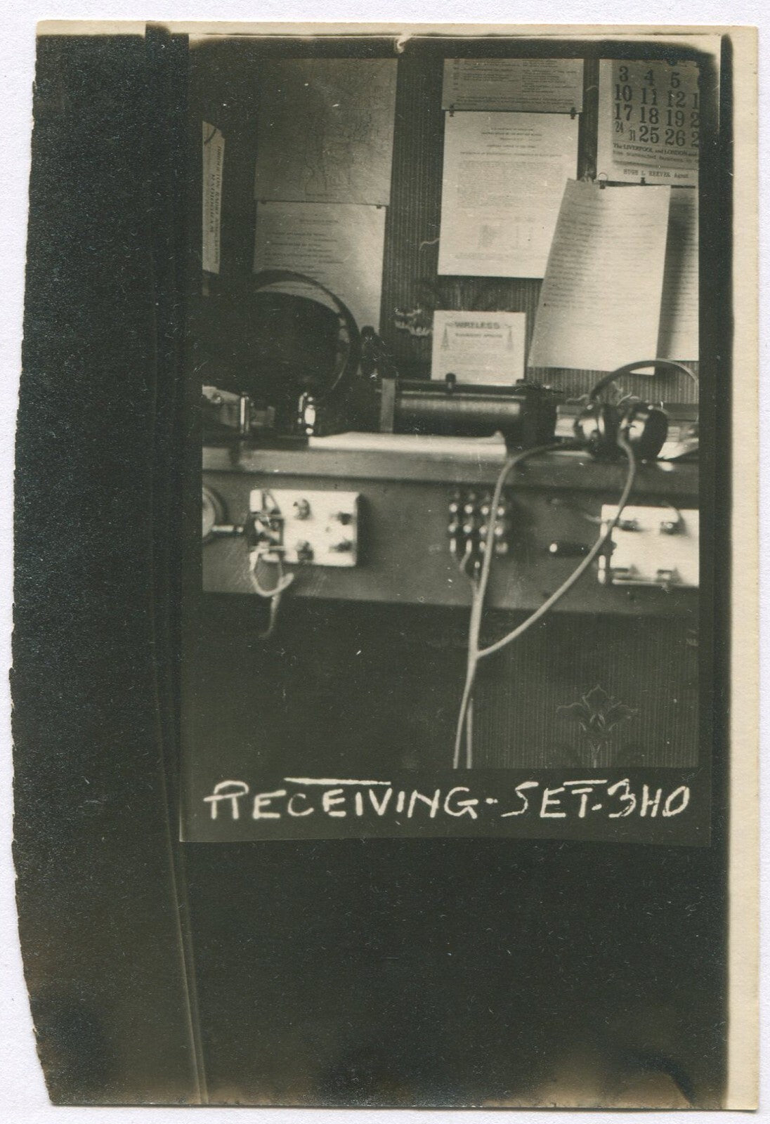 Vintage 1910s120s 5x3 B&W Photo: Early Communication Receiving Set, Authentic