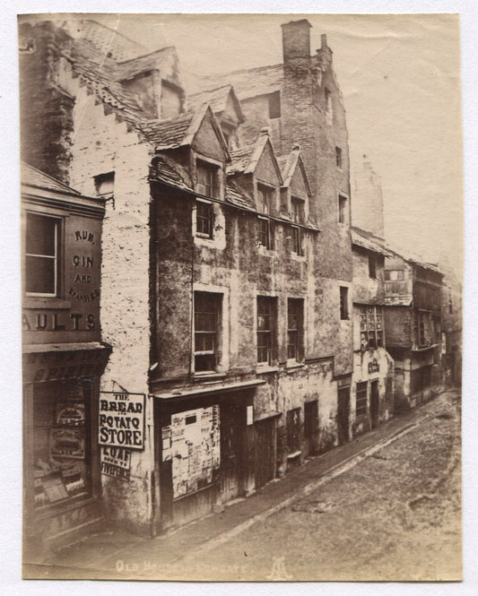 Vintage Photograph: Street View Bread & Potato Storefront, 4x3 Albumen Print,