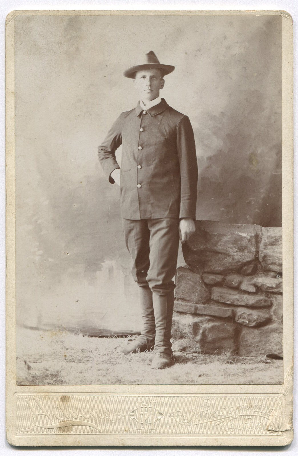Vintage Spanish American War US Soldier Cabinet Card Photo Original 1890s